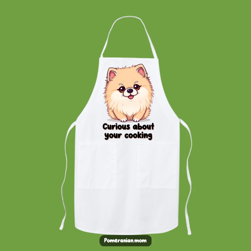 Funny Curious Kawaii Pomeranian Apron: Cook with Whimsy and Pawsitive Intrigue