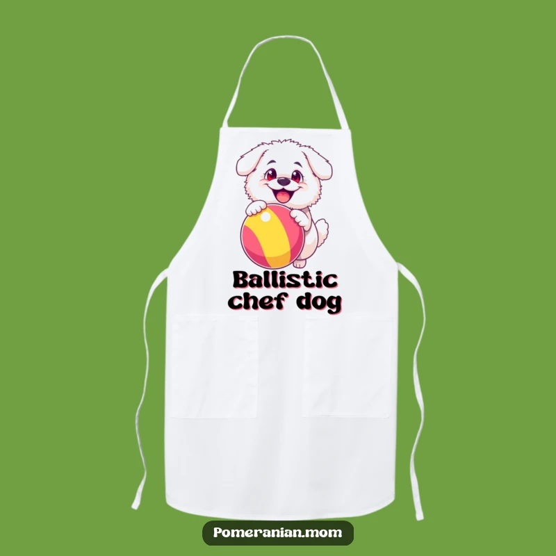 Funny Fluffy Dog Ball Apron, Cheerful Happy Kitchen Gift