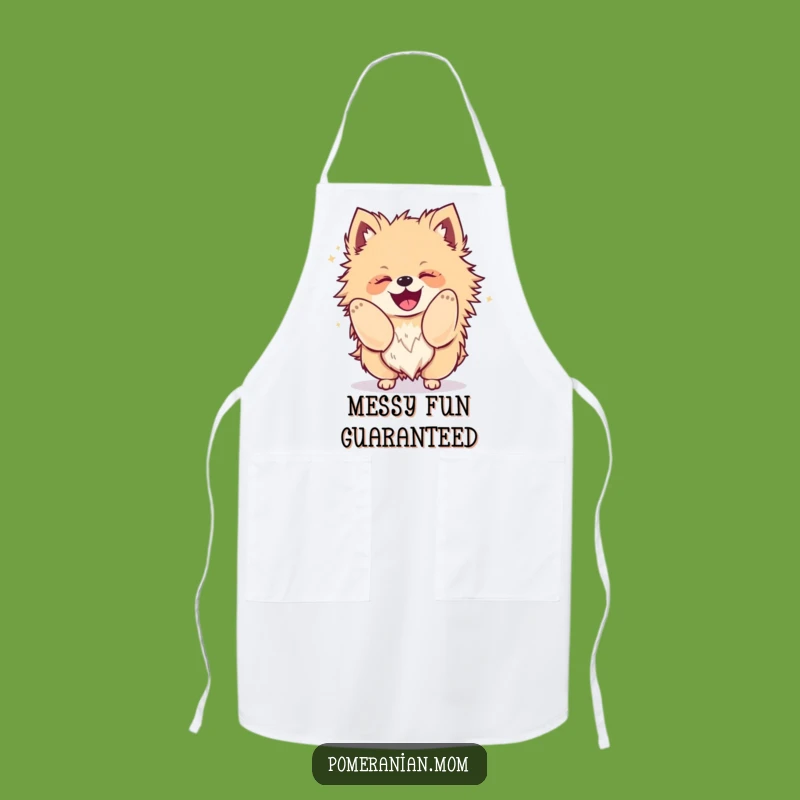 Funny Kawaii Pomeranian Apron: Shaking Chef Dog, Perfect Humorous Gift for Kitchen Fun