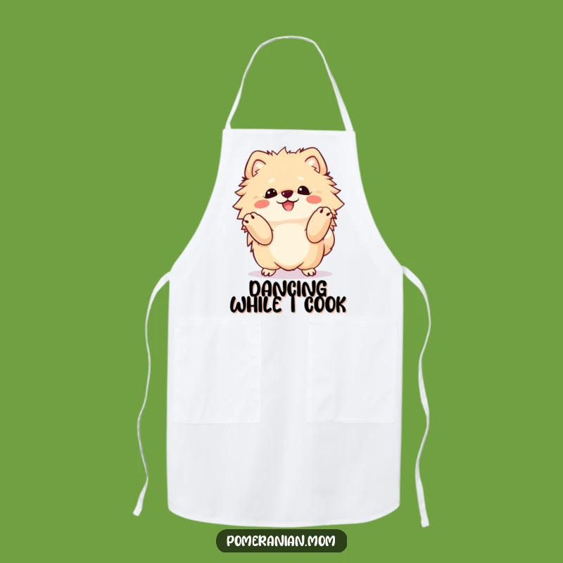Funny Kawaii Pomeranian Happy Dance Apron, Cook with Joy and Humor