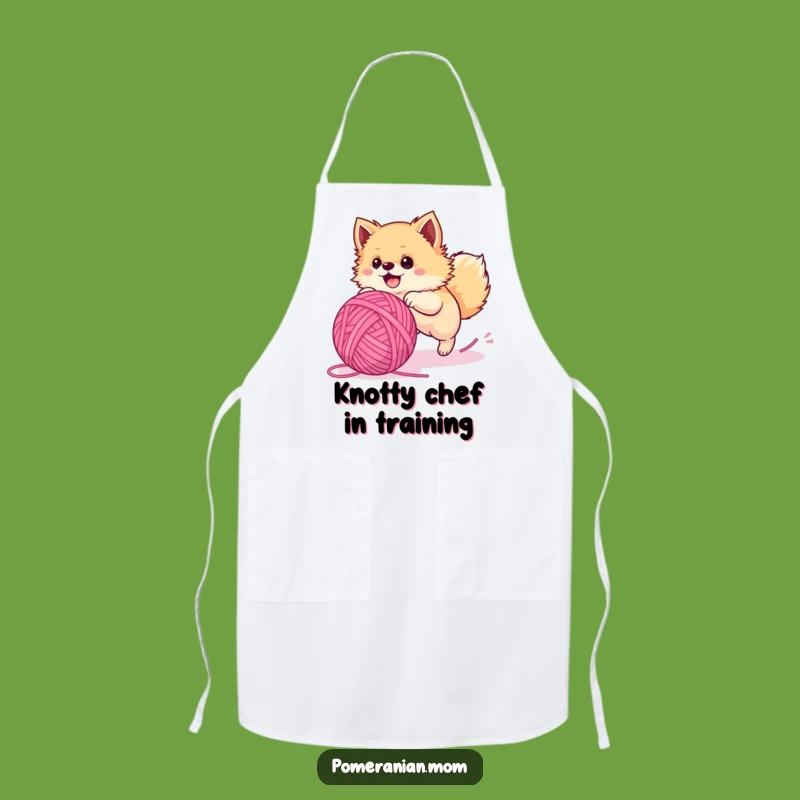 Funny Pomeranian Yarn Ball Apron: Cook in Style with This Hilarious Dog Design