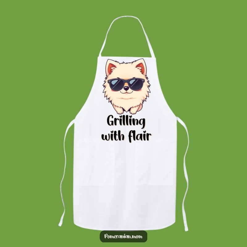 Funny Cool Pomeranian Sunglasses Apron: Kitchen Style Statement