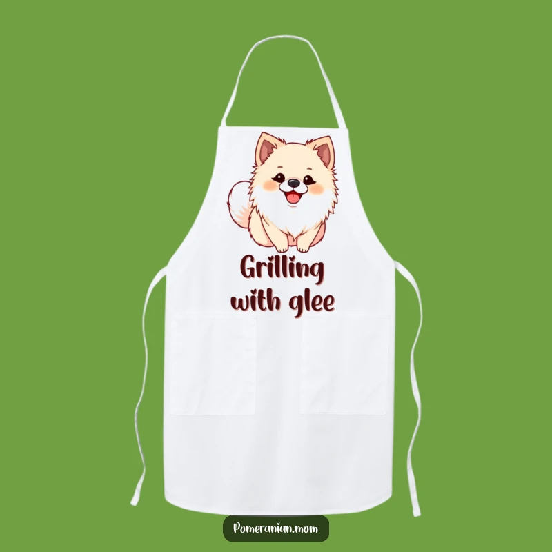 Funny Pomeranian Apron: Ecstatic Smile Design, Hilarious Kitchen Fun for Pups