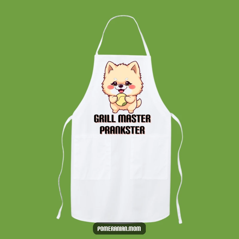 Playful Chef Funny Mischievous Pomeranian Ball Apron - Kitchen Fun Gift