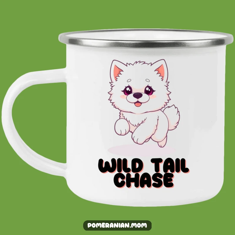 Funny Fluffy Dog Tail Chase Camping Mug, Durable Silly Outdoor Gift