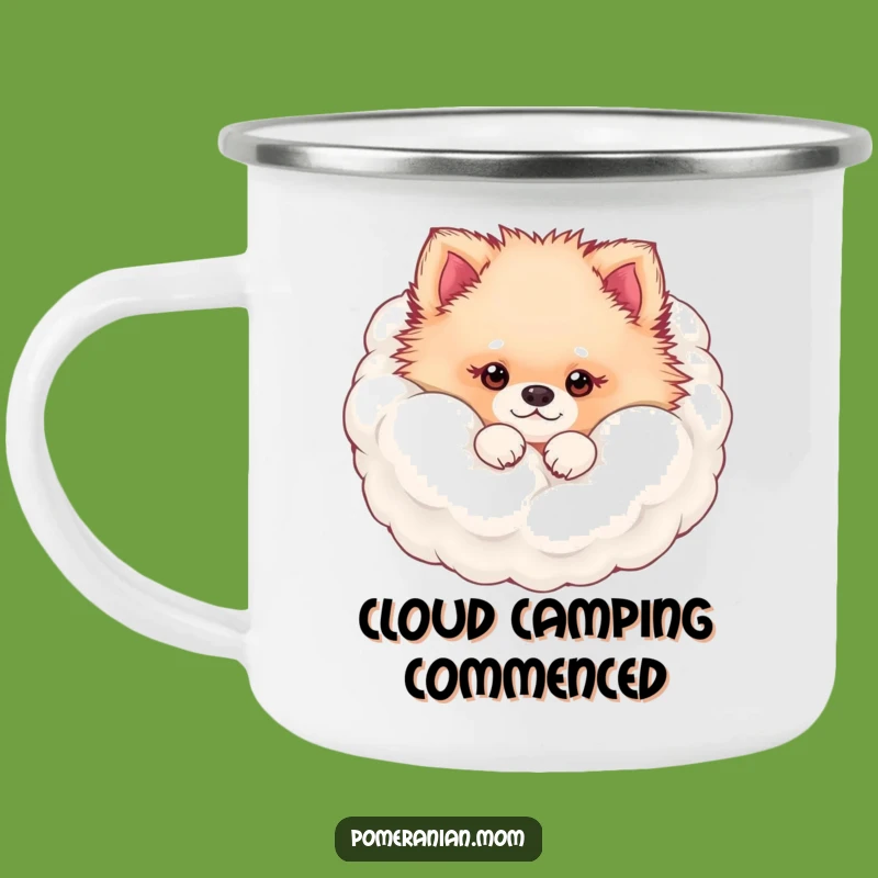 Funny Fluffy Pomeranian Cloud Camping Mug: Adventure in Fluff