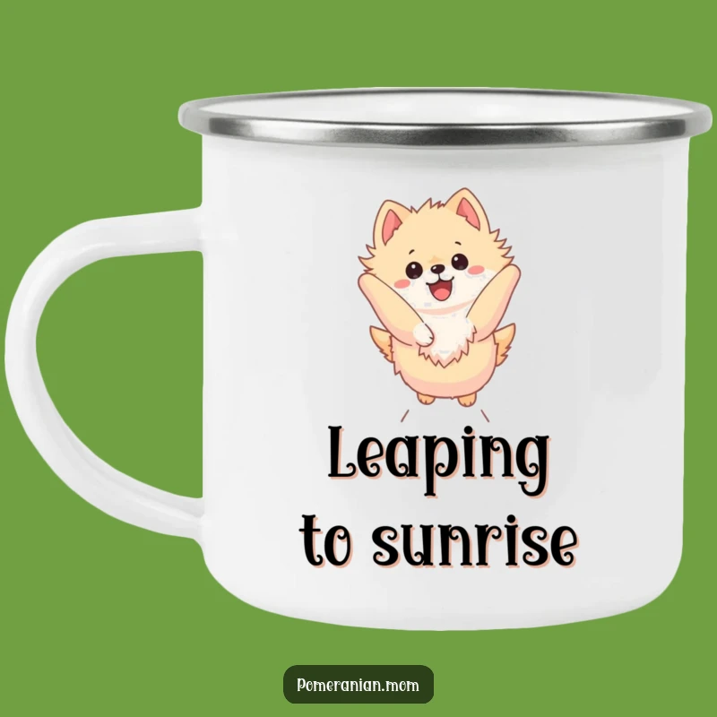 Funny Kawaii Pomeranian Camping Mug - Outdoor Leap Action Cup