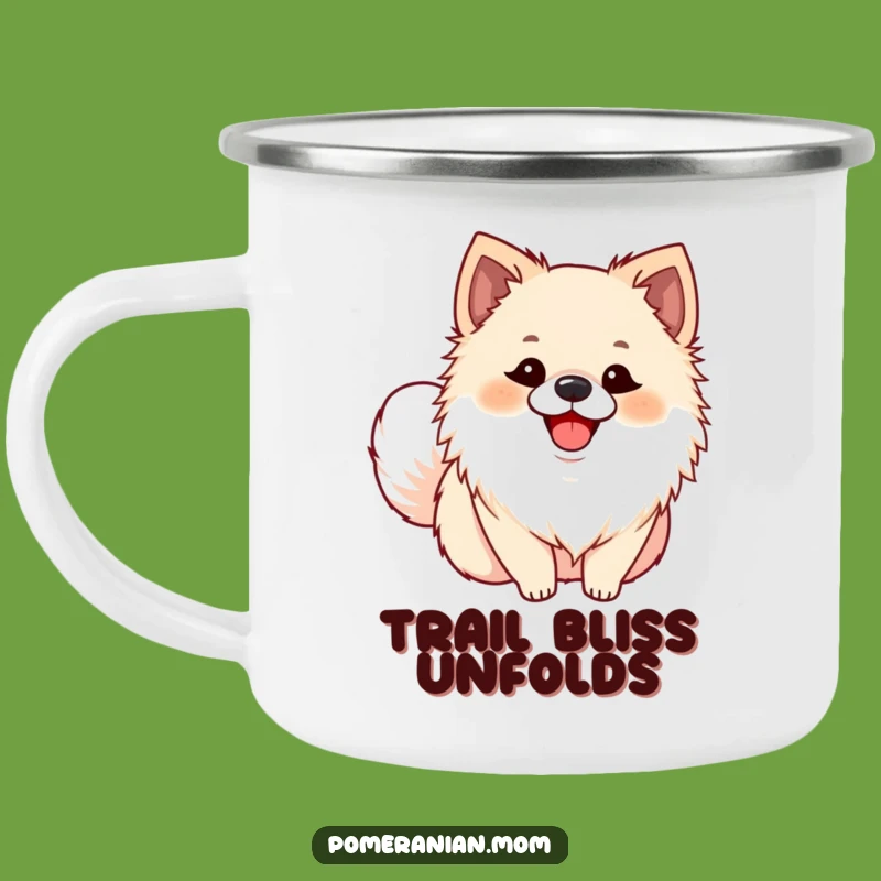 Funny Pomeranian Camping Mug: Ecstatic Pup Cup, Hilarious Outdoor Gift
