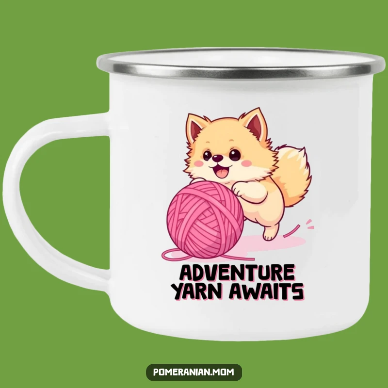 Funny Pomeranian Yarn Ball Camping Mug: Sip Your Adventure with This Hilarious Dog