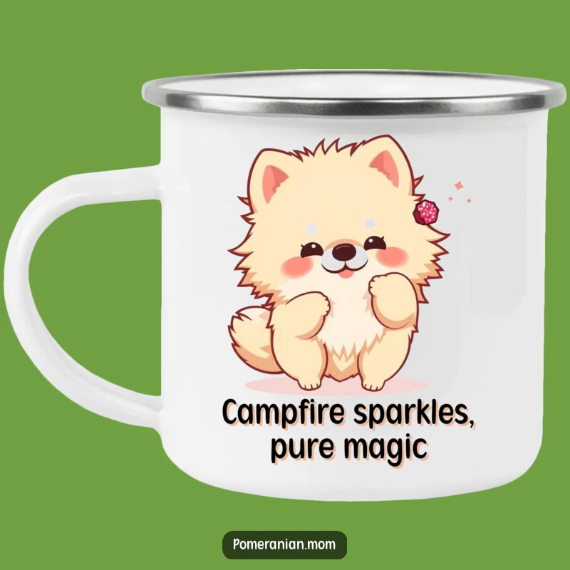 Funny Sparkly Toss Kawaii Pomeranian Camping Mug: Adventure-Ready Playfulness