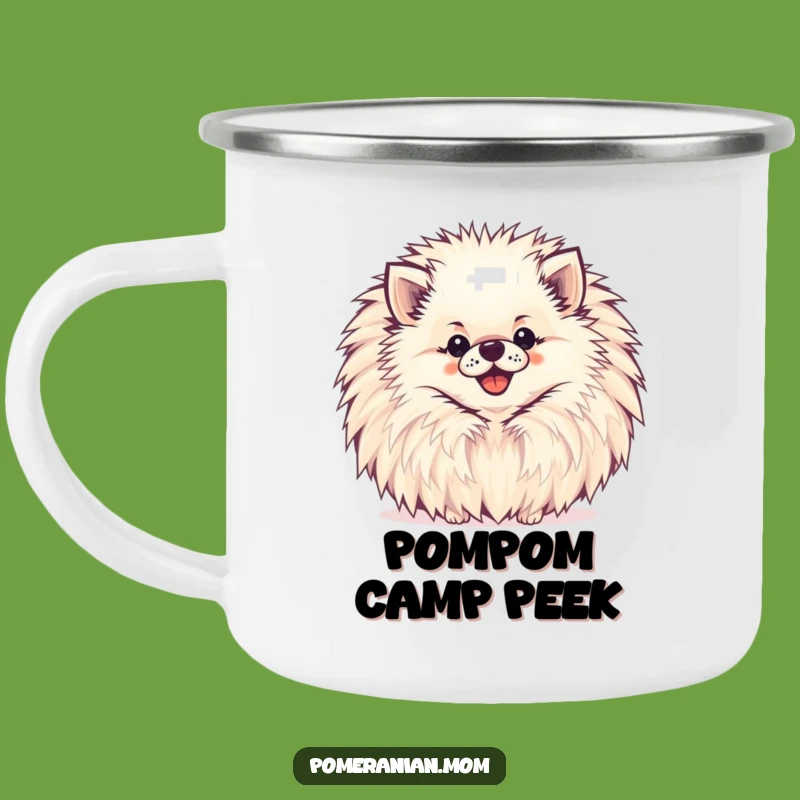 Funny Pomeranian Camping Mug: Pompom Peek-a-boo Outdoor Gift