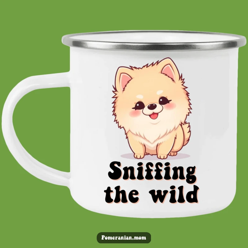 Durable Funny Kawaii Pomeranian Sniffing Camping Mug - Explorer Gift