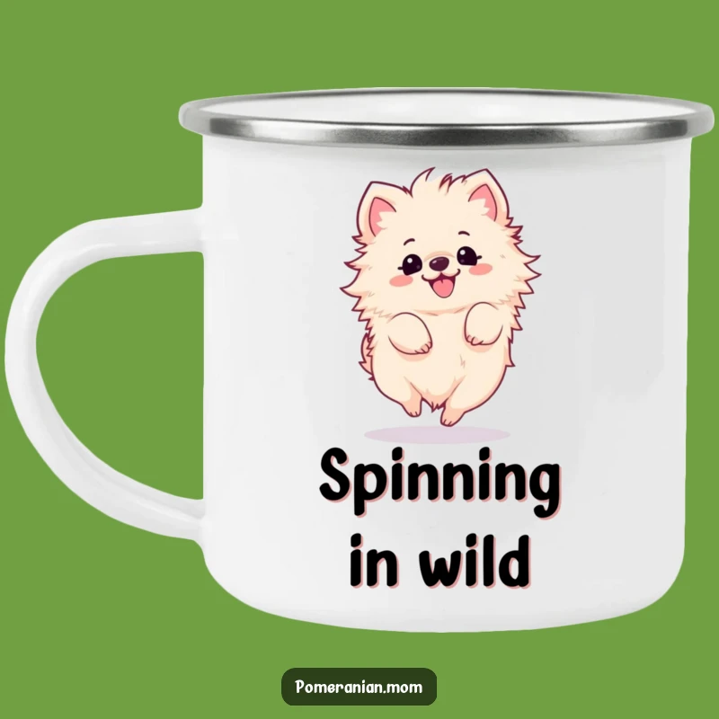 Funny Kawaii Pomeranian Spin Camping Mug: Outdoor Fun & Hilarious Style