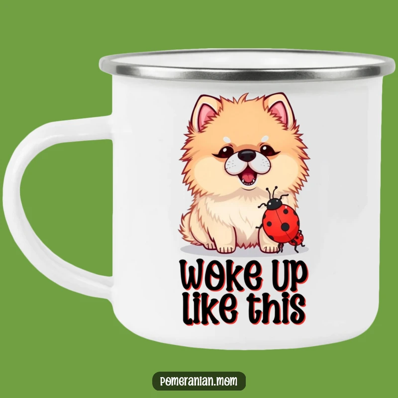 Funny Kawaii Pomeranian Ladybug Camping Mug - Outdoor Dog Adventure Gift