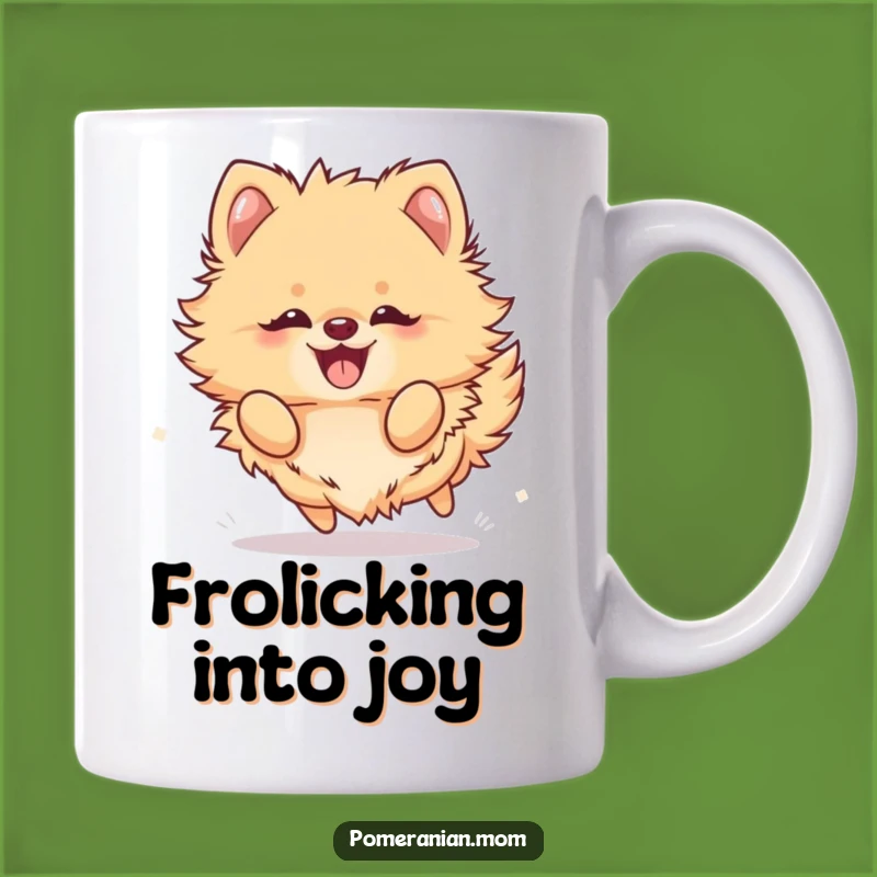 Funny Kawaii Pomeranian Frolic Mug: Adorable & Hilarious Gift for Dog Lovers