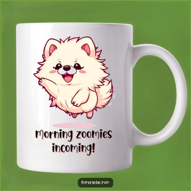 Funny Kawaii Pomeranian Leaping Mug - Energetic Dog Lover Gift Idea