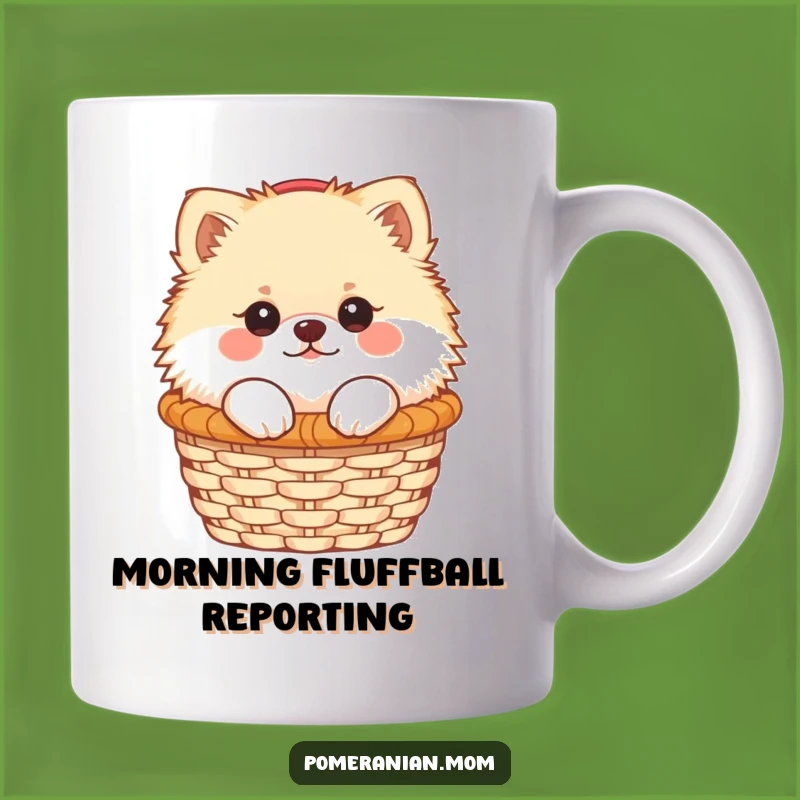 Funny Kawaii Pomeranian Mug Gift: Adorable Dog Peeking Basket, Perfect Cute Gift