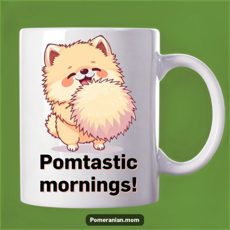 Funny Pomeranian Pom-Pom Mug: Joyful Dog Shaking Fun, Perfect Funny Gift