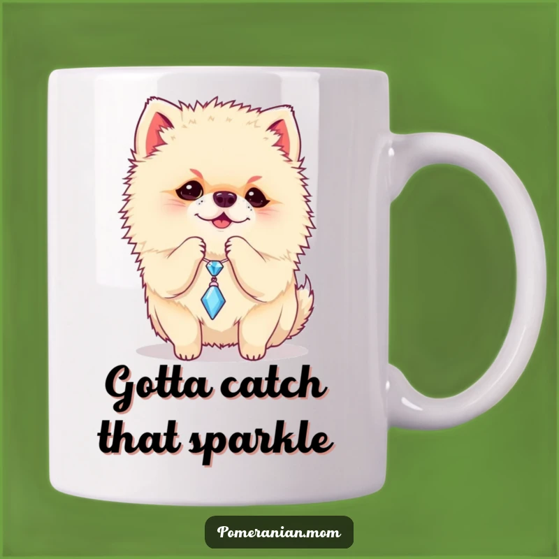 Funny Pomeranian Charm Mug: Playful Pup Batting, Hilarious & Cute Gift Idea