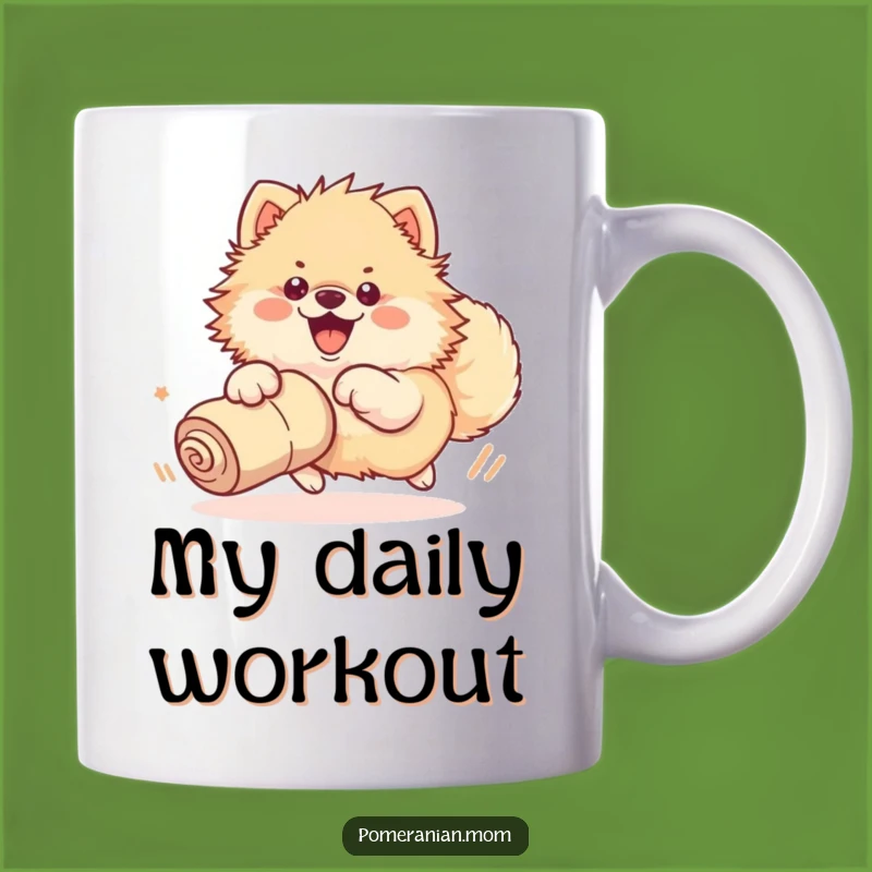 Funny Kawaii Pomeranian Sock Chase Mug: Hilarious Dog Lover Gift for Energetic Pups
