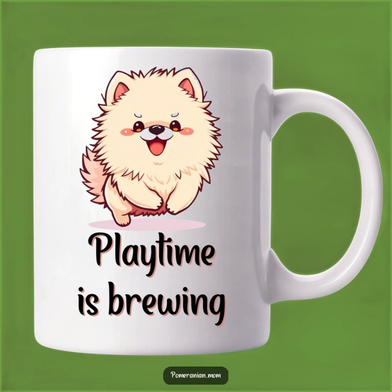 Funny Kawaii Pomeranian Playtime Mug - Energetic Pup Gift for Fun Lovers