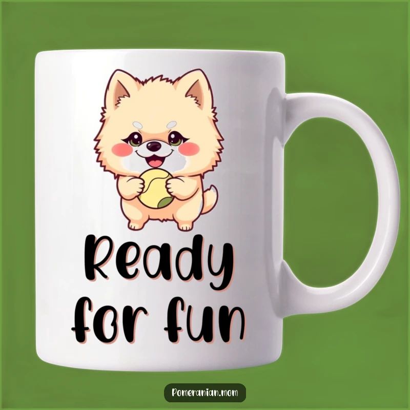 Funny Mischievous Pomeranian Ball Mug - Playful Pup Lover's Gift