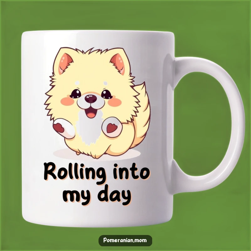 Funny Kawaii Pomeranian Roll Mug: Adorable & Hilarious Gift for Dog Lovers