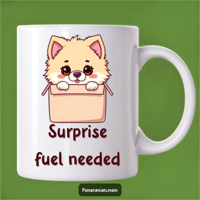 Funny Kawaii Pomeranian Toy Box Mug: Hilarious Surprise Dog Lover Gift