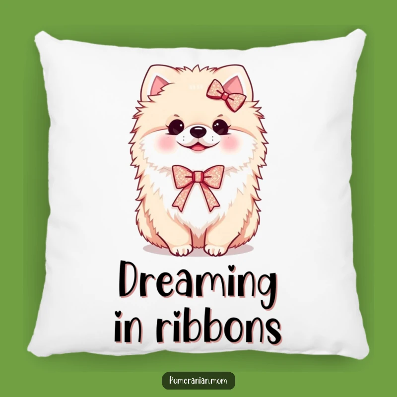 Funny Kawaii Pomeranian Ribbon Pillow: Cozy & Hilarious Accent Decor