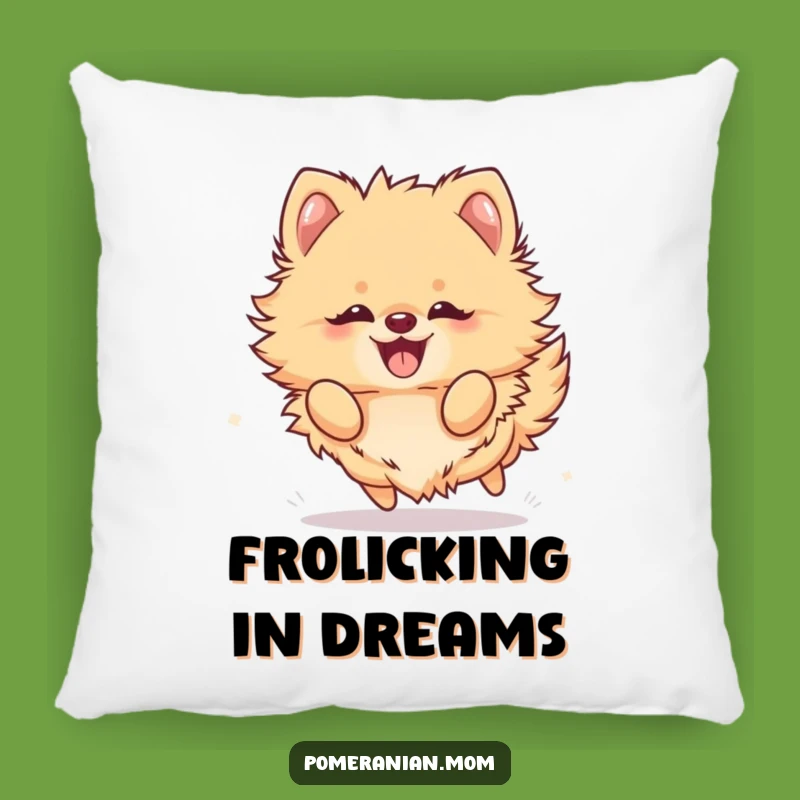 Funny Kawaii Pomeranian Frolic Pillow: Cozy & Hilarious Accent Decor
