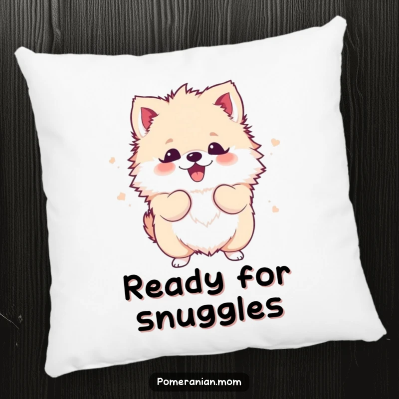 Funny Kawaii Pomeranian Pillow: A cute, fluffy dog shaking its body with infectious excitement, offering comfort and funny joy.