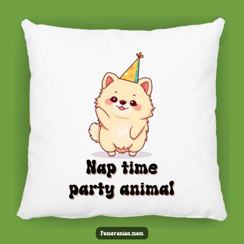 Funny Party Hat Kawaii Pomeranian Pillow: Cozy Comfort for Festive Fun