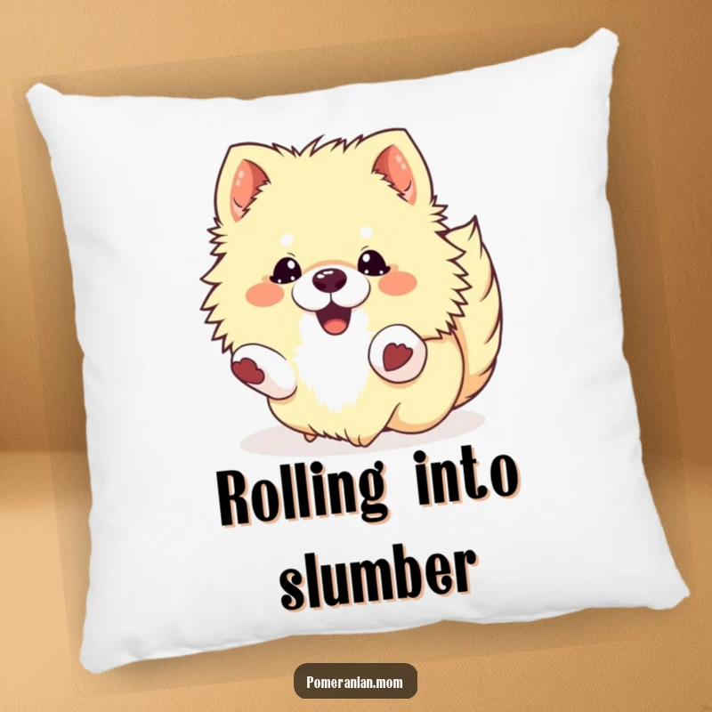 Funny Kawaii Pomeranian Pillow: A fluffy dog rolling with pure delight, bringing comfort and cheer.