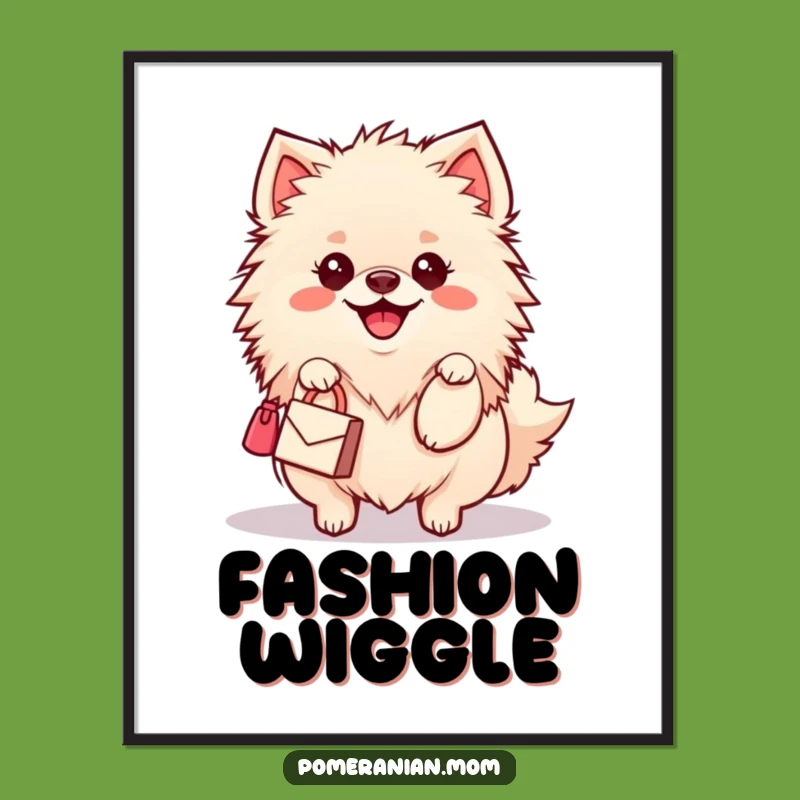 Funny Kawaii Pomeranian Digital Art: Stylish Dog Wiggle Handbag for Chic Decor Gift