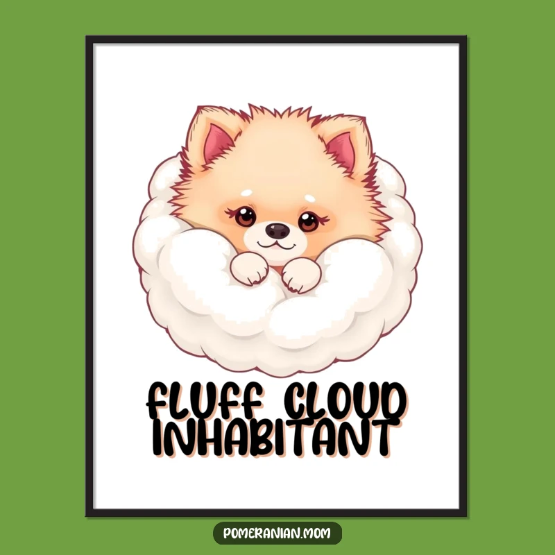 Funny Fluffy Pomeranian Cloud Digital Art: Instant Cute Decor
