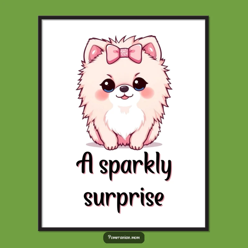 Funny Kawaii Pomeranian Bow Digital Print - Instant Sweet Decor