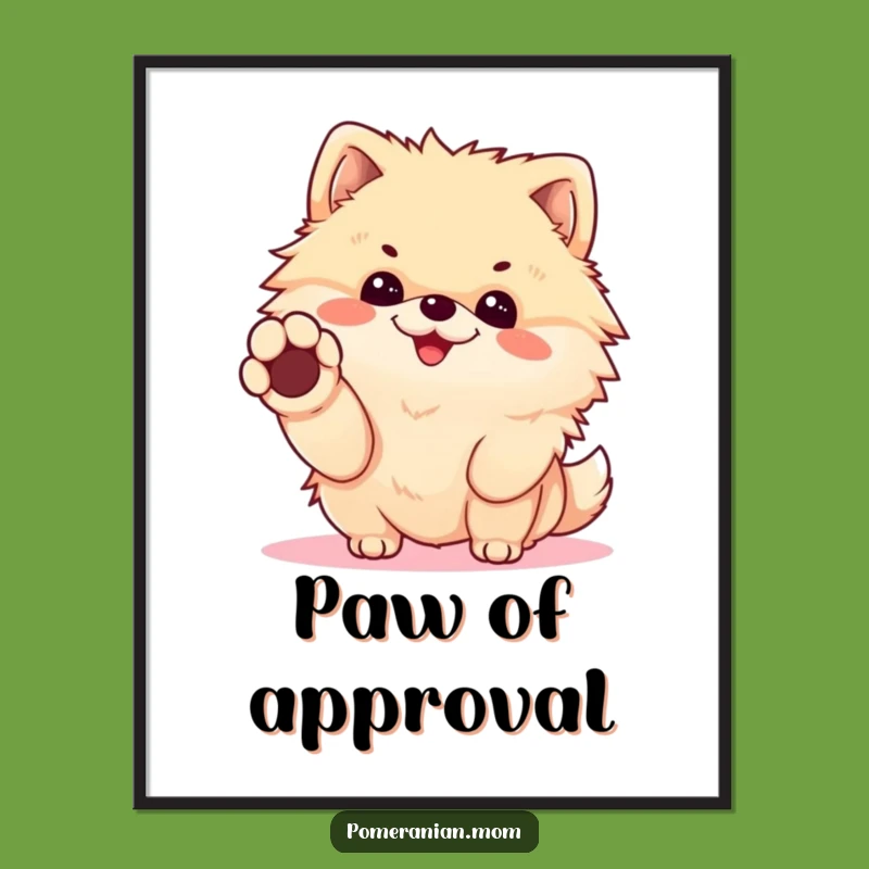 Funny Kawaii Pomeranian Digital Art - Cheerful Handshake Print Gift