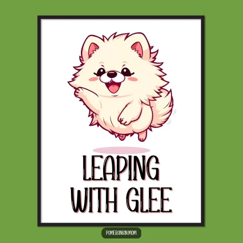 Funny Kawaii Pomeranian Leaping Digital Print - Instant Joyful Decor