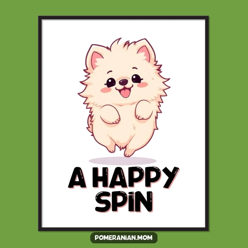 Funny Kawaii Pomeranian Spin Digital Art: Instant Hilarious Decor for Dog Lovers
