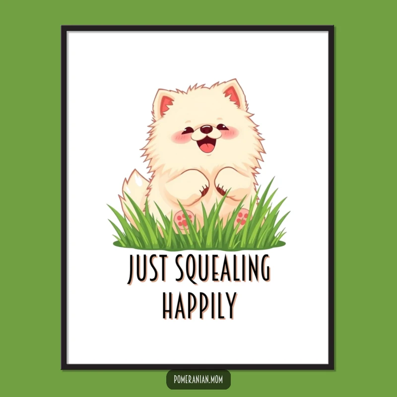 Funny Pomeranian Digital Art: Kawaii Dog Rolling Print