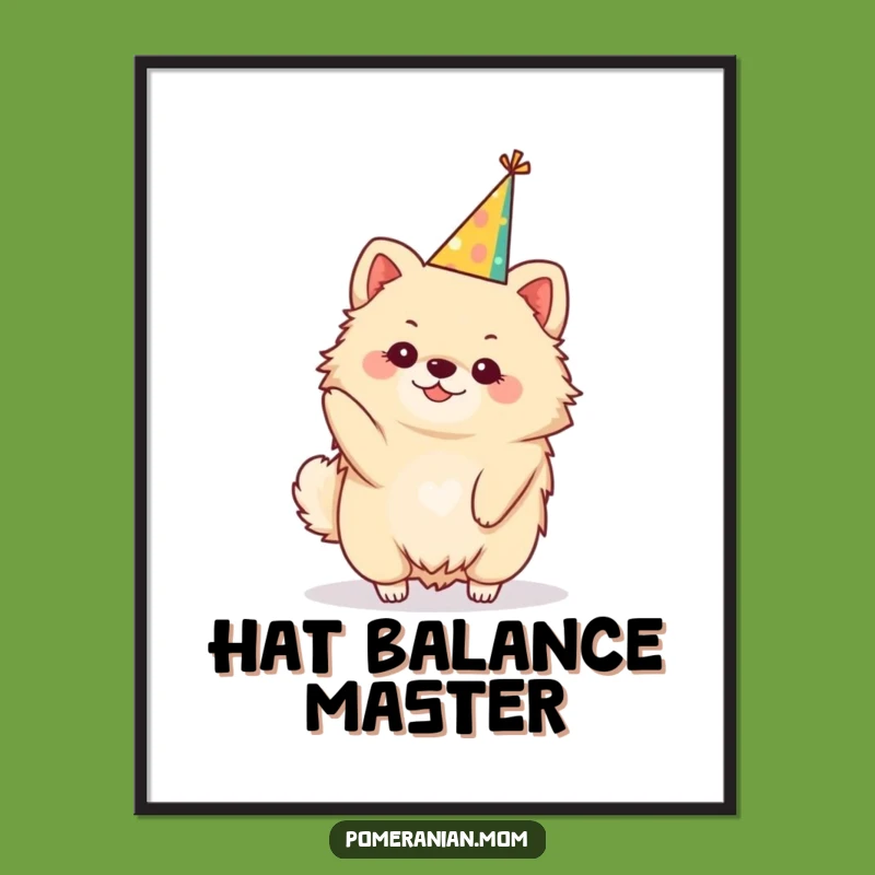 Funny Party Hat Kawaii Pomeranian Digital Art: Instant Festive Decor Download