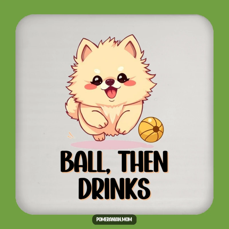 Funny Kawaii Pomeranian Chase Coaster - Protects Surfaces with Playfulness