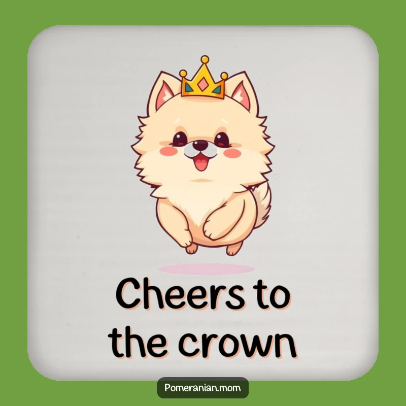 Funny Crowned Pomeranian Coaster Set: Protect Surfaces with Royal Flair!