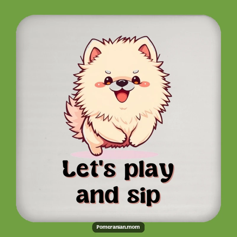 Funny Kawaii Pomeranian Bounce Drink Coaster - Protect Surfaces with Fun