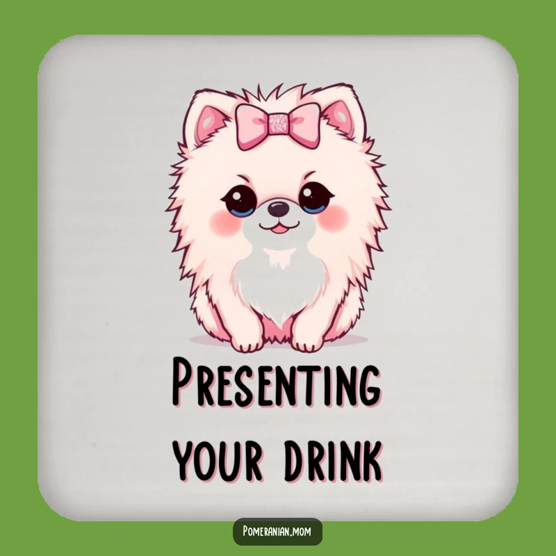 Funny Kawaii Pomeranian Bow Drink Coaster - Protect Surfaces with Charm