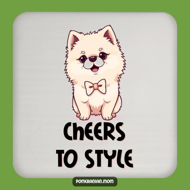 Funny Kawaii Pomeranian Drink Coaster: Dapper Dog Art, Protect Surfaces, Perfect Gift