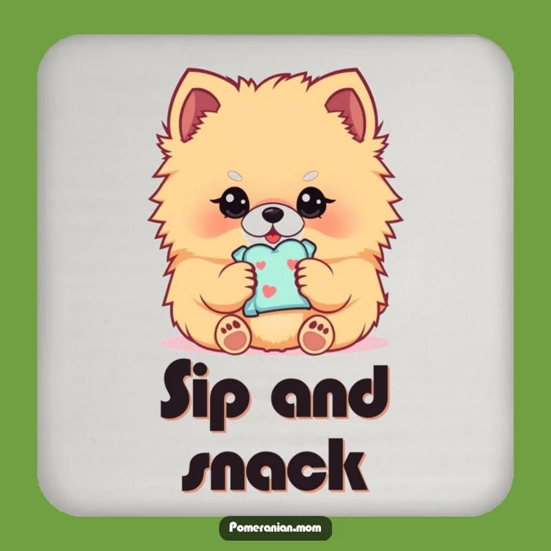 Funny Kawaii Pomeranian Drink Coaster: Sweet Dog Art, Protect Surfaces, Perfect Gift