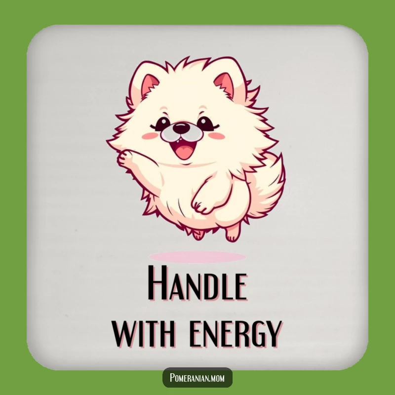 Funny Kawaii Pomeranian Leaping Drink Coaster - Protect Surfaces with Fun