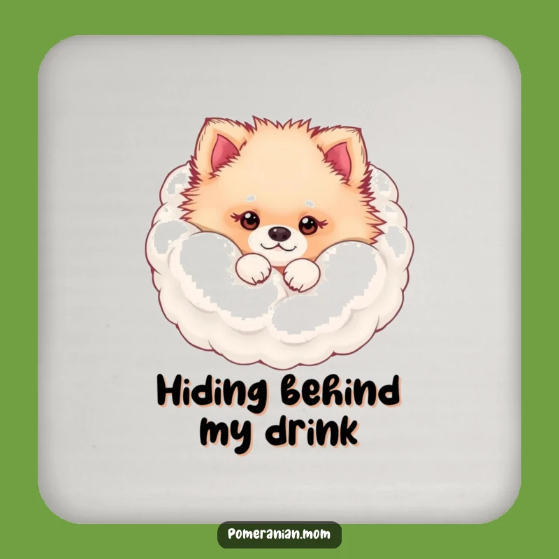 Funny Fluffy Pomeranian Cloud Coaster: Protect Surfaces Adorably