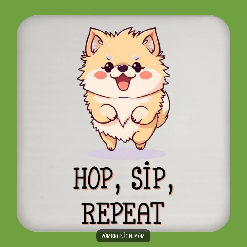 Funny Pomeranian Coaster: Kawaii Bouncy Hop Drink Gift